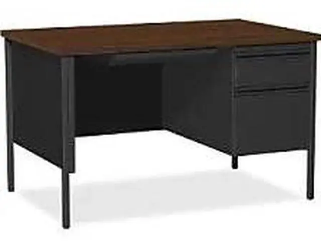 Alt view image 11 of 11 - Lorell Right Single Ped. Desk RH 48"x30"x29-1/2" Black Walnut 66902