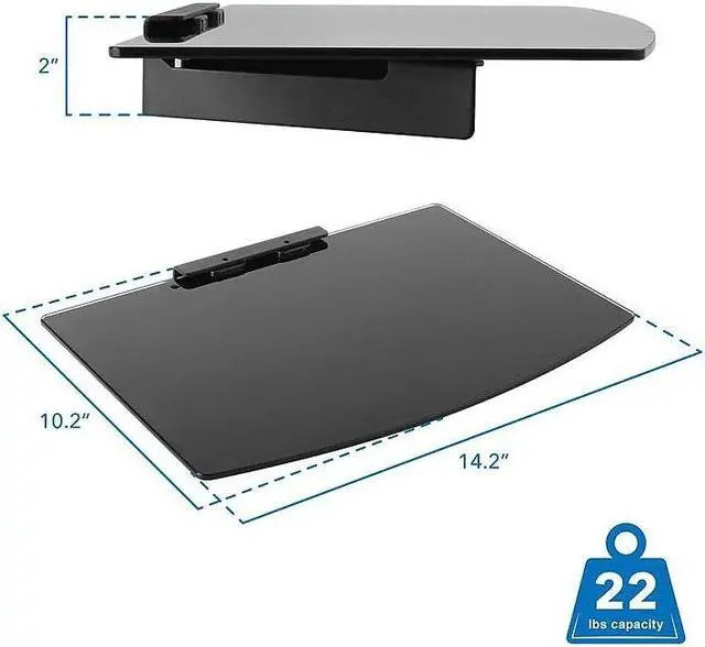 Alt view image 9 of 13 - Mount-It! A/V Component Wall Mounted Glass Shelf