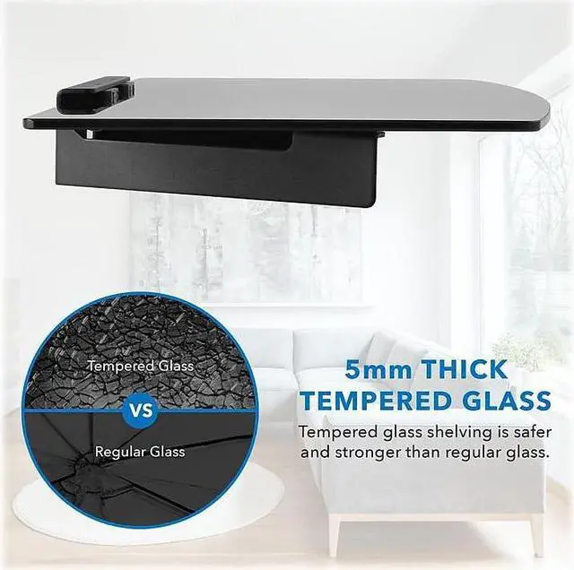 Alt view image 11 of 13 - Mount-It! A/V Component Wall Mounted Glass Shelf