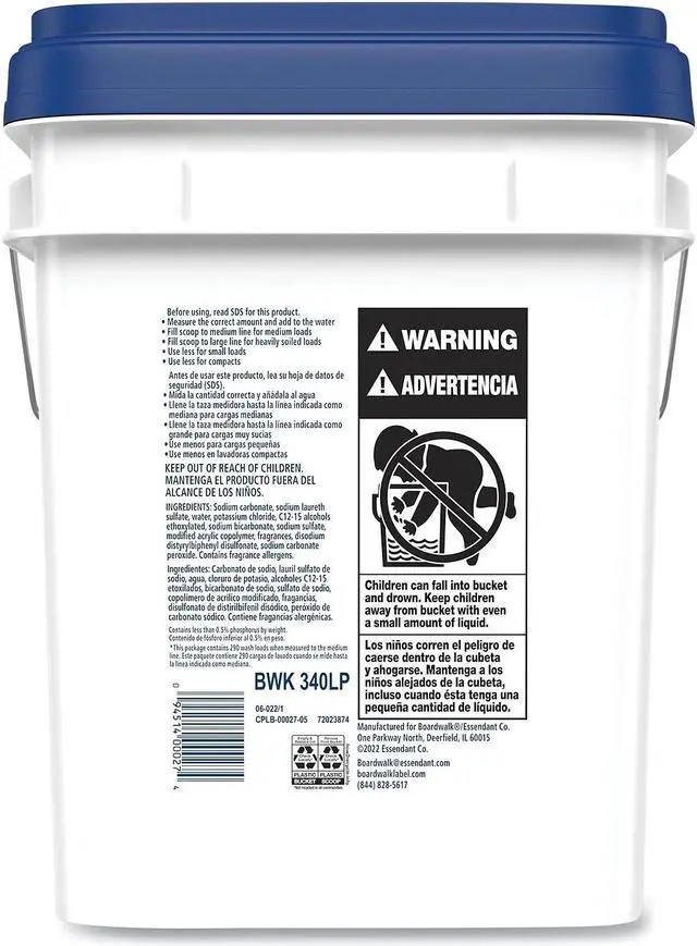 Alt view image 8 of 13 - Boardwalk Laundry Detergent Powder, Crisp Clean Scent, 18 Lb Pail 340LP