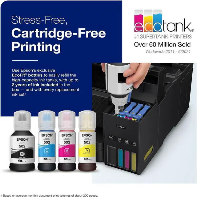 Alt view image 6 of 10 - Epson EcoTank ET-4850 All-in-One Cartridge-Free Supertank Printer (C11CJ60201)