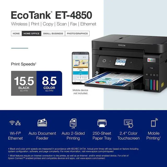 Alt view image 9 of 10 - Epson EcoTank ET-4850 All-in-One Cartridge-Free Supertank Printer (C11CJ60201)