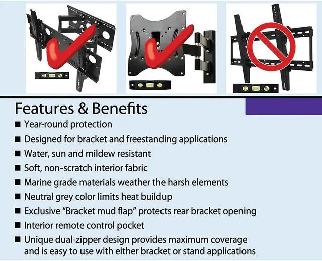 Alt view image 16 of 17 - Solaire 46" - 52" Outdoor TV Cover Light Gray (SOL 46G) HDYSOL46G