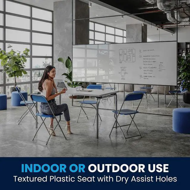 Alt view image 5 of 14 - Flash Furniture Plastic Folding Chair Blue Set of 6 (6LEL3BLUE)