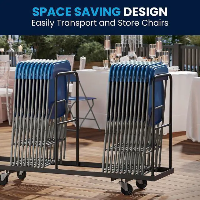 Alt view image 3 of 14 - Flash Furniture Plastic Folding Chair Blue Set of 6 (6LEL3BLUE)