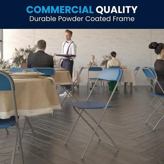 Alt view image 6 of 14 - Flash Furniture Plastic Folding Chair Blue Set of 6 (6LEL3BLUE)