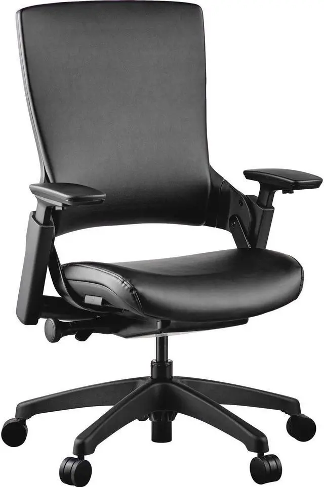 Alt view image 3 of 7 - Lorell Multifunction Leather Chair 25-1/4"x23-1/4"x40-1/2" Black 59529