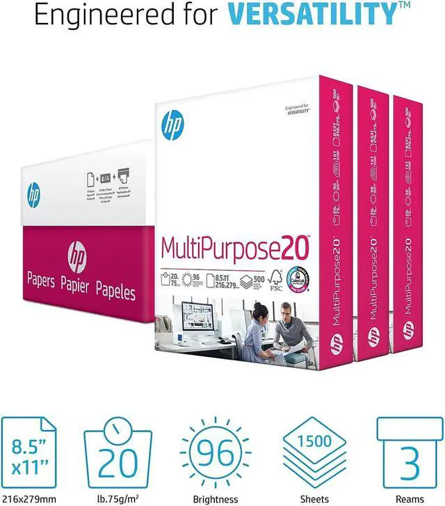Alt view image 5 of 9 - HP MultiPurpose20 Paper 96 Bright 20lb 8.5 x 11 112530
