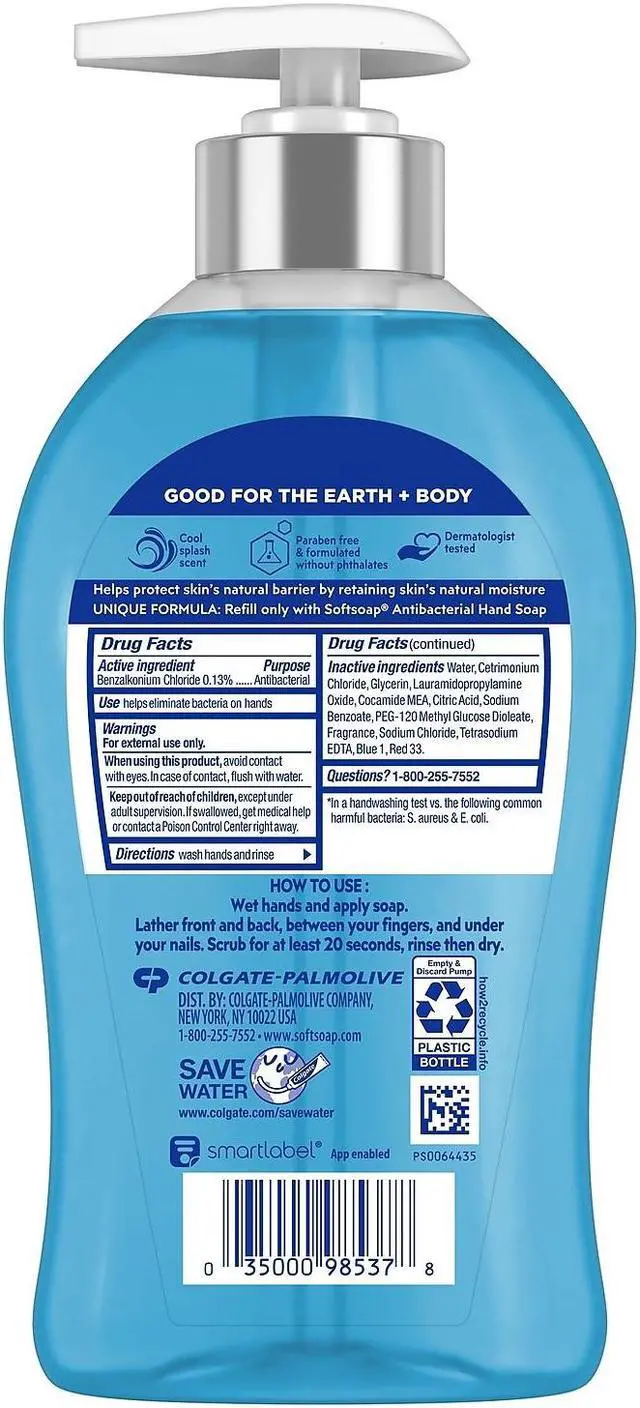 Alt view image 2 of 15 - Softsoap Antibacterial Liquid Hand Soap Cool Splash 11.25 Oz. (US07327A)