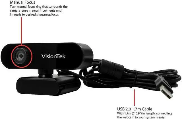Alt view image 17 of 18 - VisionTek VTWC30 HD 1080p Webcam Black (901379)