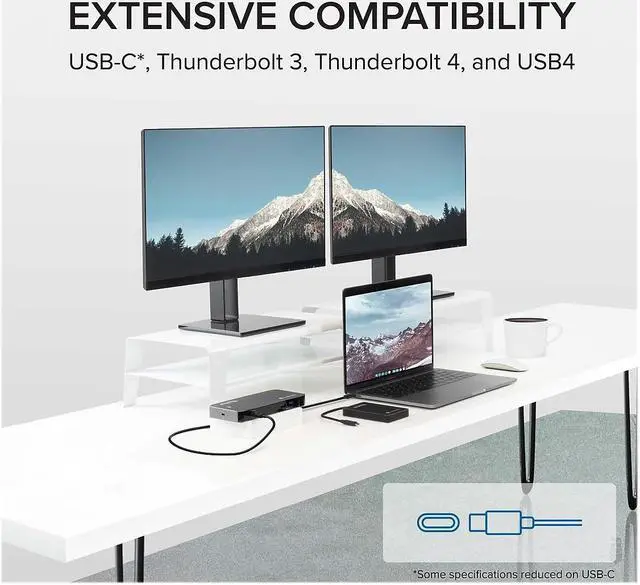 Alt view image 16 of 20 - Plugable Thunderbolt 3 and USB C Docking Station with 96W Charging - Compatible with Mac and Windows Laptops, DisplayPort and HDMI, 2X USB-C, 3X USB 3.0, Gigabit Ethernet, Audio Jack - Horizontal