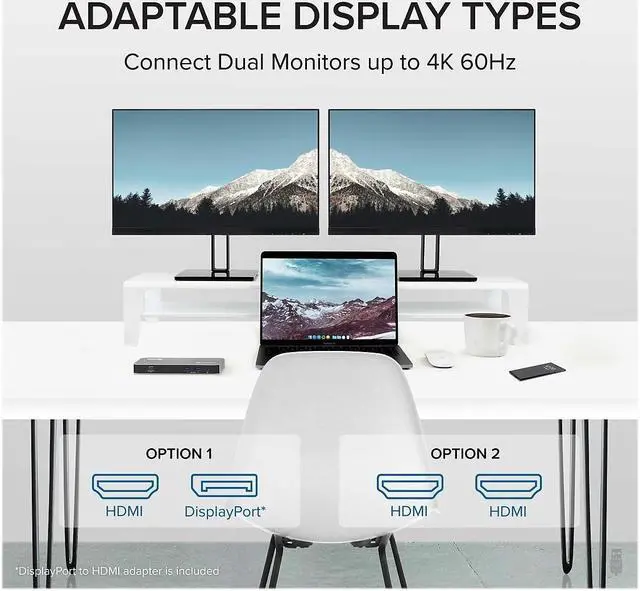 Alt view image 17 of 20 - Plugable Thunderbolt 3 and USB C Docking Station with 96W Charging - Compatible with Mac and Windows Laptops, DisplayPort and HDMI, 2X USB-C, 3X USB 3.0, Gigabit Ethernet, Audio Jack - Horizontal