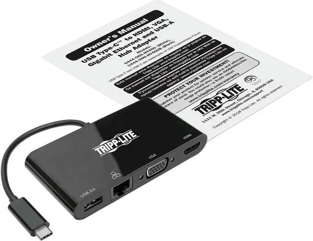 Alt view image 13 of 20 - Tripp Lite Usb C Docking Station Adapter Converter 4K W/ Hdmi Vga Gigabit Ethernet Usb-A Hub Black Thunderbolt 3 Compatible