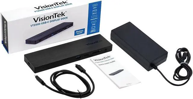 Alt view image 5 of 11 - VisionTek VT2500 USB-C Docking Station Triple Display, 85W Power Delivery, Dual 4K Support, Plug and Play (1x HDMI, 2X DisplayPort, 4X USB, SD, MicroSD, Ethernet) - 901381