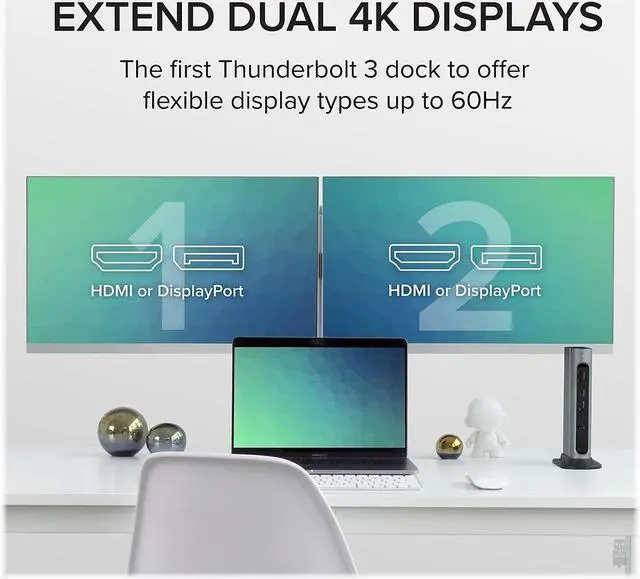 Alt view image 17 of 20 - Plugable 14-in-1 USB-C and Thunderbolt Dock - 40Gbps with 96W Charging, Compatible with Mac and Windows, 2x HDMI 2.0 and DisplayPort, 7x USB ports, Ethernet, Audio, SD/MicroSD, Driverless
