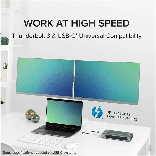 Alt view image 19 of 20 - Plugable 14-in-1 USB-C and Thunderbolt Dock - 40Gbps with 96W Charging, Compatible with Mac and Windows, 2x HDMI 2.0 and DisplayPort, 7x USB ports, Ethernet, Audio, SD/MicroSD, Driverless