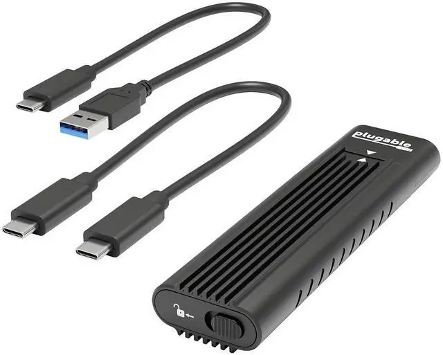 Alt view image 17 of 20 - Plugable USB C to M.2 NVMe Tool-free Driverless Enclosure, USB C and Thunderbolt 3, Up to USB 3.1 Gen 2 Speeds (10Gbps). Includes USB-C and USB 3.0 Cables (Supports M.2 NVMe SSDs 2280 2260 2242)