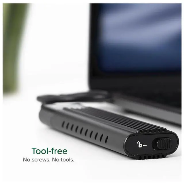 Alt view image 18 of 20 - Plugable USB C to M.2 NVMe Tool-free Driverless Enclosure, USB C and Thunderbolt 3, Up to USB 3.1 Gen 2 Speeds (10Gbps). Includes USB-C and USB 3.0 Cables (Supports M.2 NVMe SSDs 2280 2260 2242)