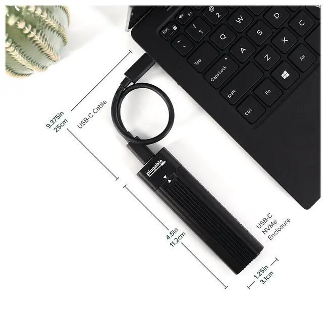 Alt view image 20 of 20 - Plugable USB C to M.2 NVMe Tool-free Driverless Enclosure, USB C and Thunderbolt 3, Up to USB 3.1 Gen 2 Speeds (10Gbps). Includes USB-C and USB 3.0 Cables (Supports M.2 NVMe SSDs 2280 2260 2242)