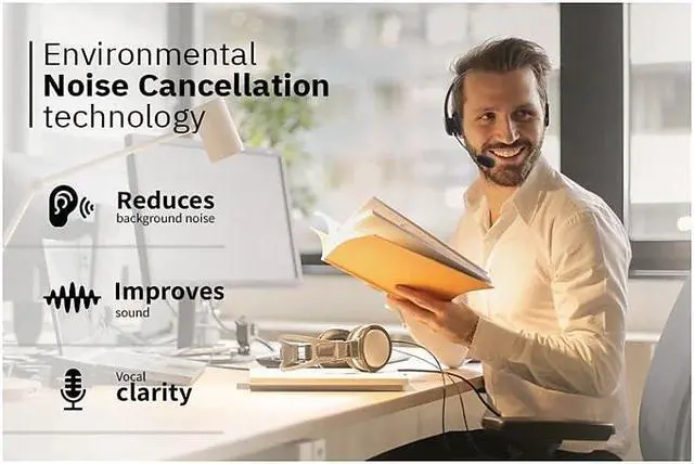 Alt view image 8 of 9 - CODi Claro Wireless Headset w/ Integrated AI-Powered ENC Microphone Black (A04616)