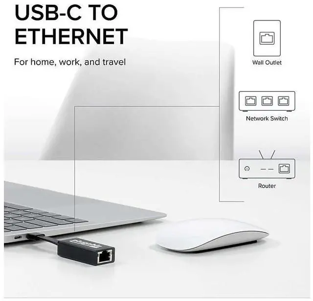 Alt view image 9 of 13 - Plugable USB C to Ethernet Adapter, Driverless Fast and Reliable Gigabit Speed, Thunderbolt 3 to Ethernet Adapter Compatible with Macbook Pro, Windows, macOS, iPhone 15, and ChromeOS