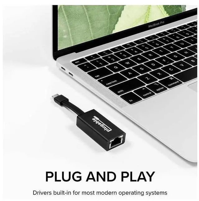 Alt view image 11 of 13 - Plugable USB C to Ethernet Adapter, Driverless Fast and Reliable Gigabit Speed, Thunderbolt 3 to Ethernet Adapter Compatible with Macbook Pro, Windows, macOS, iPhone 15, and ChromeOS