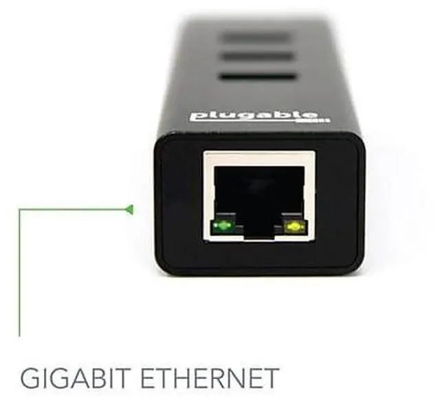 Alt view image 12 of 18 - Plugable USB Hub with Ethernet, 3 port USB 3.0 Bus Powered Hub with Gigabit Ethernet Compatible with Windows, MacBook, Linux, Chrome OS, Includes USB C and USB 3.0 Cables