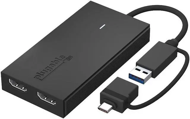Alt view image 8 of 19 - Plugable USB 3.0 or USB C to HDMI Adapter for Dual Monitors, Universal Video Graphics Adapter for Mac and Windows, Thunderbolt, USB 3.0 or USB-C