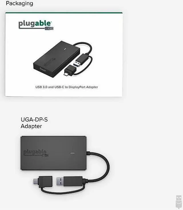 Alt view image 14 of 14 - Plugable USB C to DisplayPort Adapter, Universal Video Graphics Adapter for USB 3.0 and USB-C Macs and Windows, Extend a DisplayPort Monitor up to 1080p@60Hz