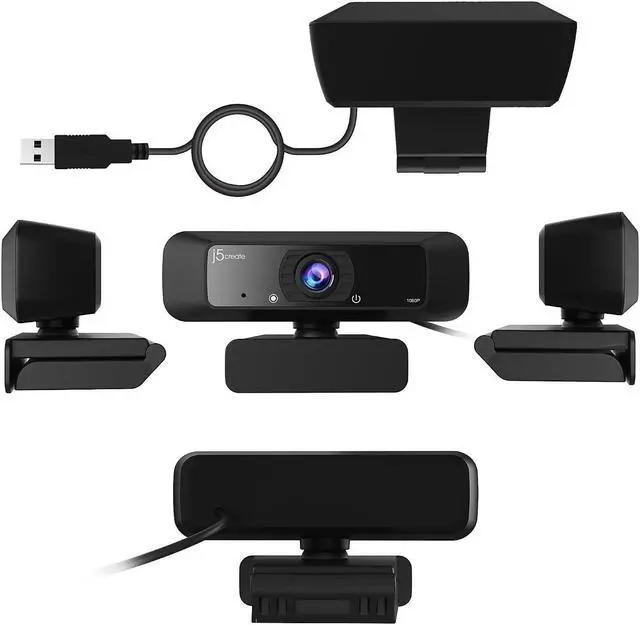 Alt view image 15 of 20 - J5create Create 2 USB 360° Rotation & 1080P HD Webcam 2 Megapixels Black (JVCU100)