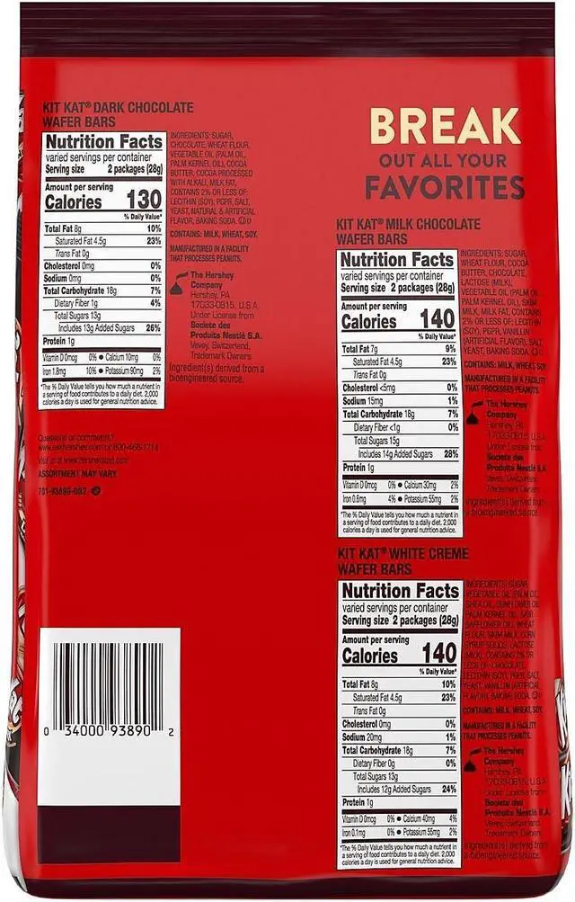 Alt view image 2 of 5 - Kit Kat Party Pack Snack Size Assorted Flavors Candy Bar 31.36 oz. (HEC93890)