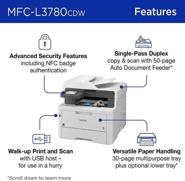 Alt view image 12 of 17 - Brother MFC-L3780CDW Wireless Digital Color All-in-One Printer