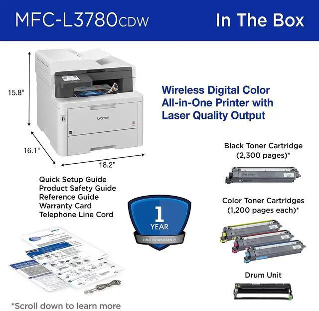 Alt view image 15 of 17 - Brother MFC-L3780CDW Wireless Digital Color All-in-One Printer