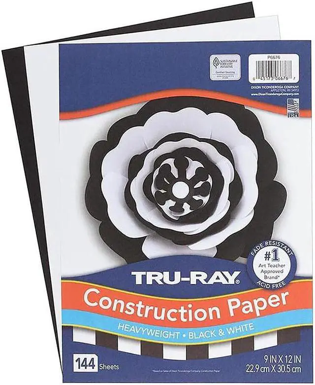 Main image of Tru-Ray 9" x 12" Construction Paper Black/White 144 Sheets/Pack (P6676)