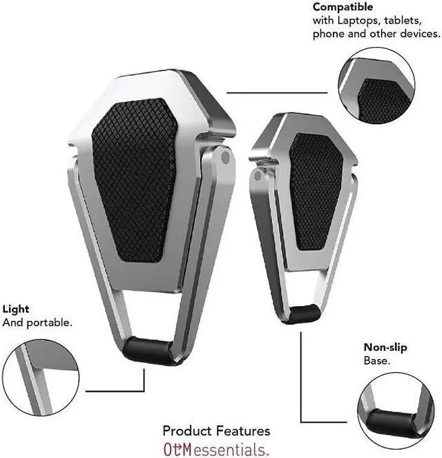 Alt view image 3 of 7 - OTM Essentials 2.77" x 0.6" Aluminum Laptop Kickstand Silver/Black (OB-A2F)