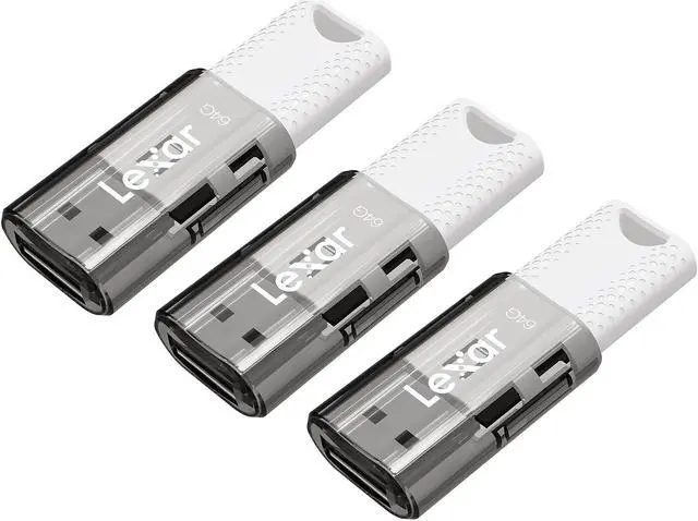 Main image of Lexar JumpDrive S60 64GB USB 2.0 Type A Flash Drive Grey/White 3/Pack (LJDS60-64GB3NNU)