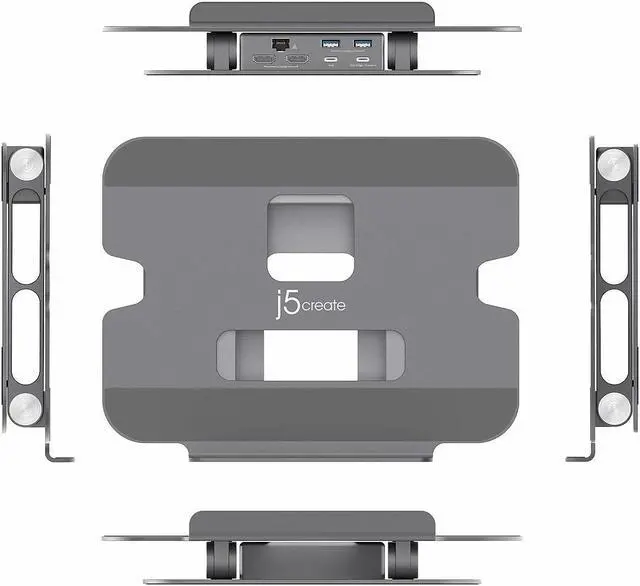 Alt view image 7 of 7 - j5create 11.4" x 8.9" Aluminum Multi-Angle Dual-HDMI Docking Stand Space Gray/Silver (JTS427)