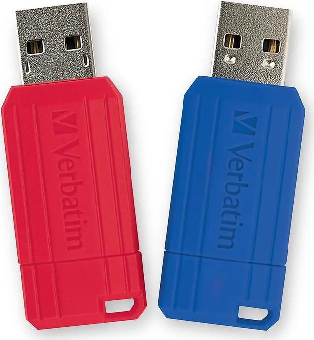 Alt view image 4 of 14 - Verbatim PinStripe 128GB USB 2.0 Type-A Flash Drive Red and Blue 2/Pack (70391)