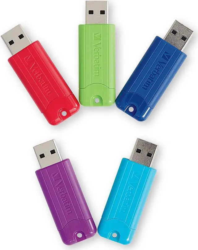 Alt view image 4 of 15 - Verbatim 64GB PinStripe USB 3.0 Flash Drive 5pk Assorted 70389