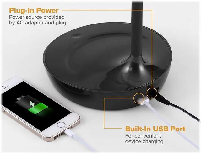 Alt view image 7 of 9 - bostitch office ktvled1502blk gooseneck led desk lamp with usb charging port, dimmable, black