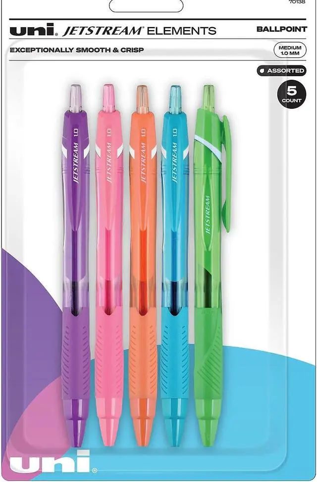 Alt view image 3 of 9 - uni-ball uni Jetstream Elements Ballpoint Pens Medium Point 1.0mm Assorted Ink 5/Pack (70138)