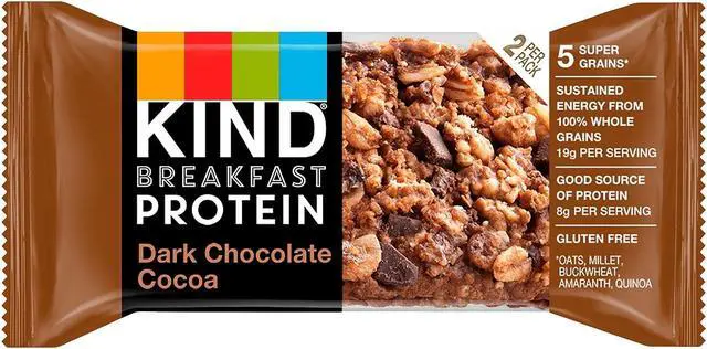 Alt view image 2 of 11 - KIND Gluten-Free Dark Chocolate Cocoa Protein Breakfast Bar 0.88 oz. 6 Bars/Box (41936) PHW41936