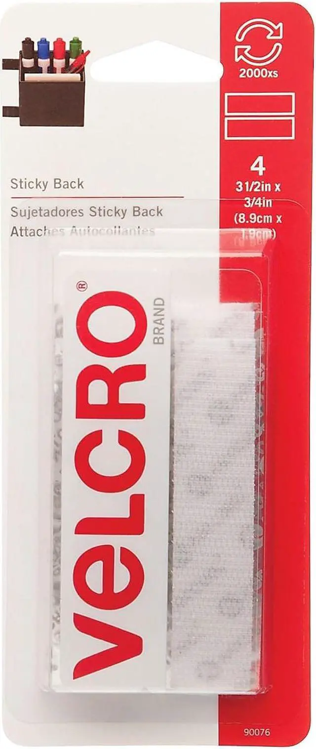 Alt view image 3 of 6 - VELCRO(R) brand STICKY BACK(R) Tape 3/4"X3-1/2" 4/Pkg-White
