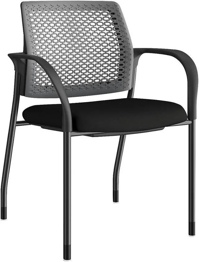 Alt view image 3 of 3 - HON Ignition Charcoal ReActiv Back Stacking Chair - Foam Seat - Charcoal Back - Steel Black Frame - Four-legged Base - B