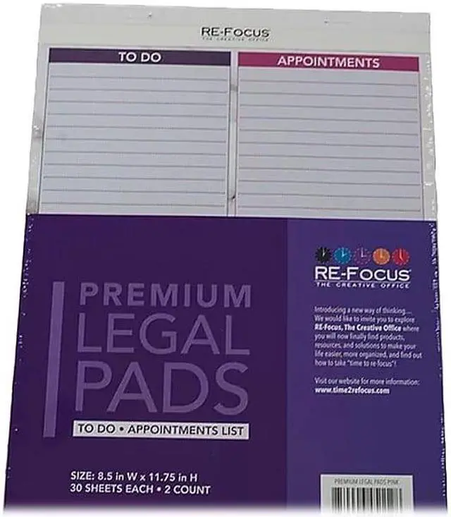 Alt view image 7 of 16 - Re-Focus the Creative Office Premium Pink Legal Pad, 30 Sheets/Pad, 2 Pads