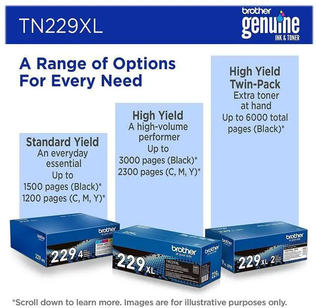 Alt view image 15 of 16 - Brother Genuine TN229XLY High-yield Yellow Toner Cartridge