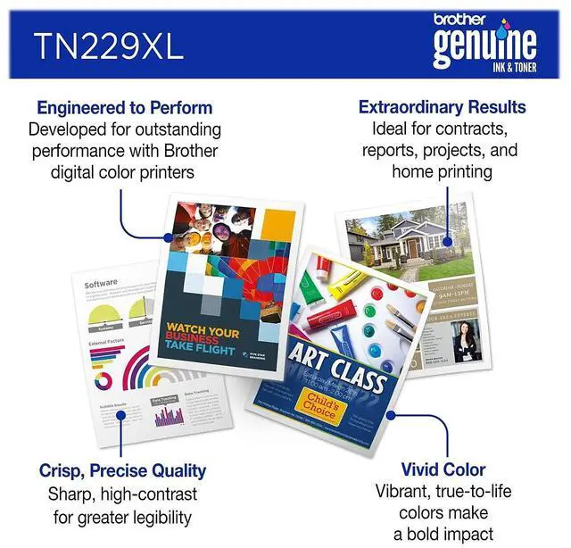Alt view image 12 of 16 - Brother Genuine TN229XLY High-yield Yellow Toner Cartridge