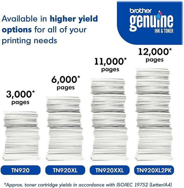 Alt view image 6 of 10 - Brother Genuine TN920XL2PK High-yield Toner Cartridge Twin Pack