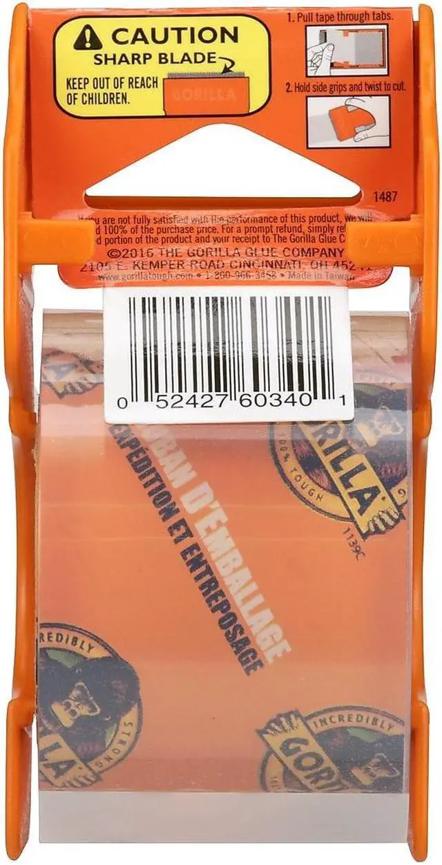 Alt view image 5 of 9 - Gorilla 6034015 Heavy Duty Packing Tape with Dispenser for Moving, Shipping and Storage, 1.88" x 25 yd, Clear, (Pack of 6)