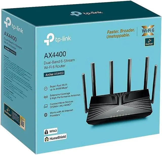 Alt view image 9 of 16 - tp-link ax4400 mesh dual band 6-stream router
